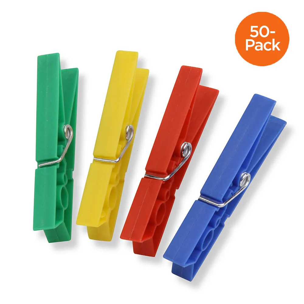 Multi-Color Plastic Clothespins (50-Pack)