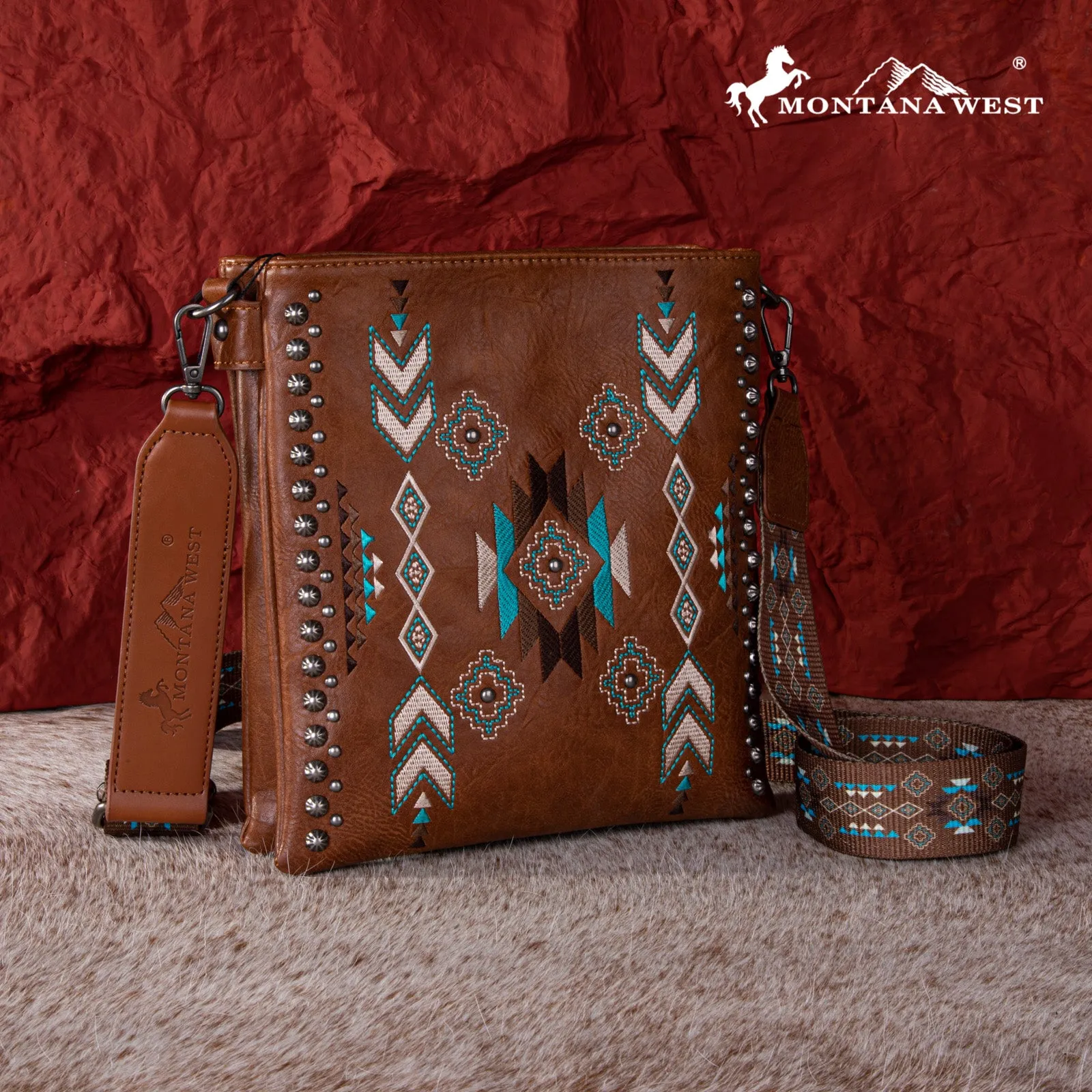 MW1245G-9360  Montana West Embroidered Collection Concealed Carry Crossbody