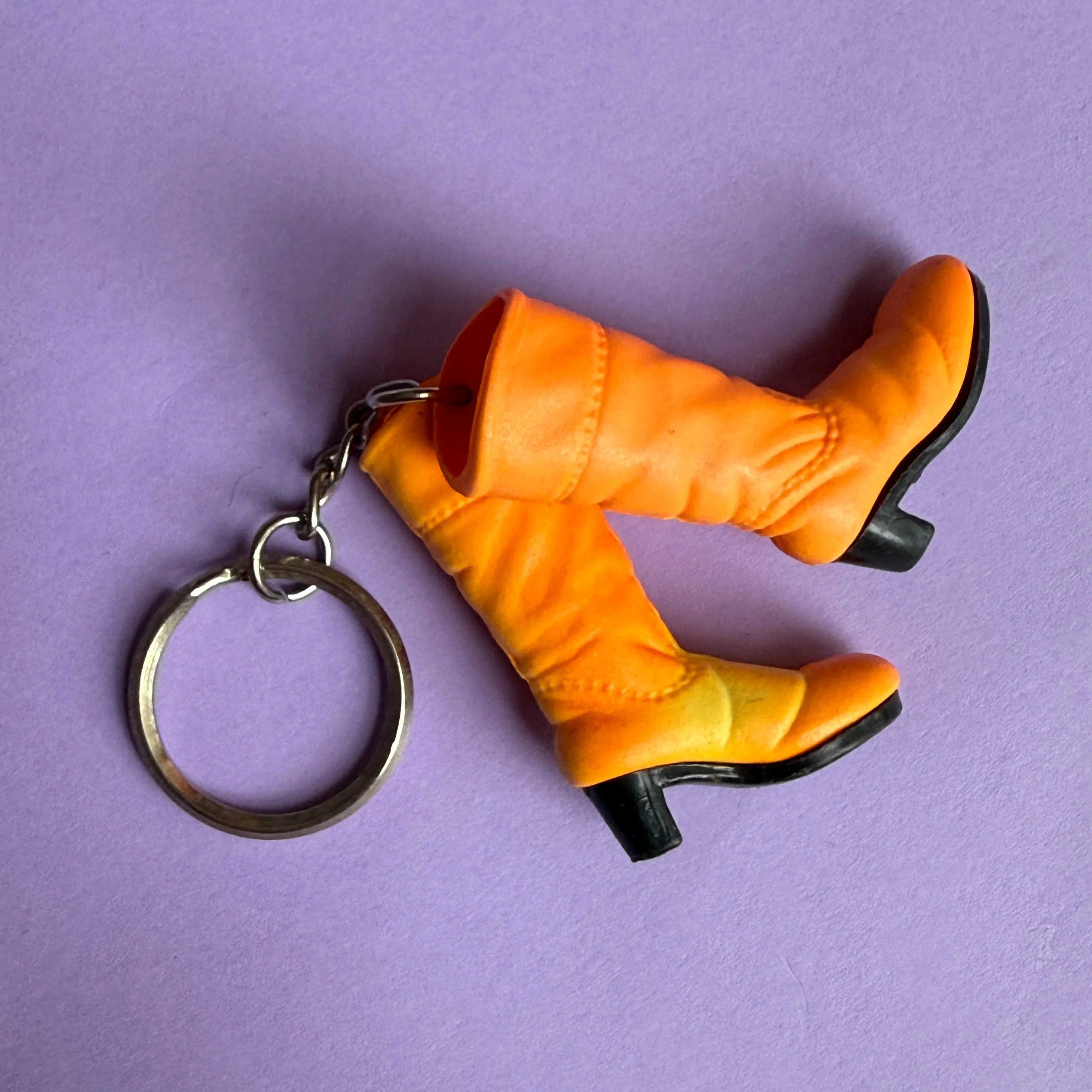 Neon 80s plastic orange boots charm