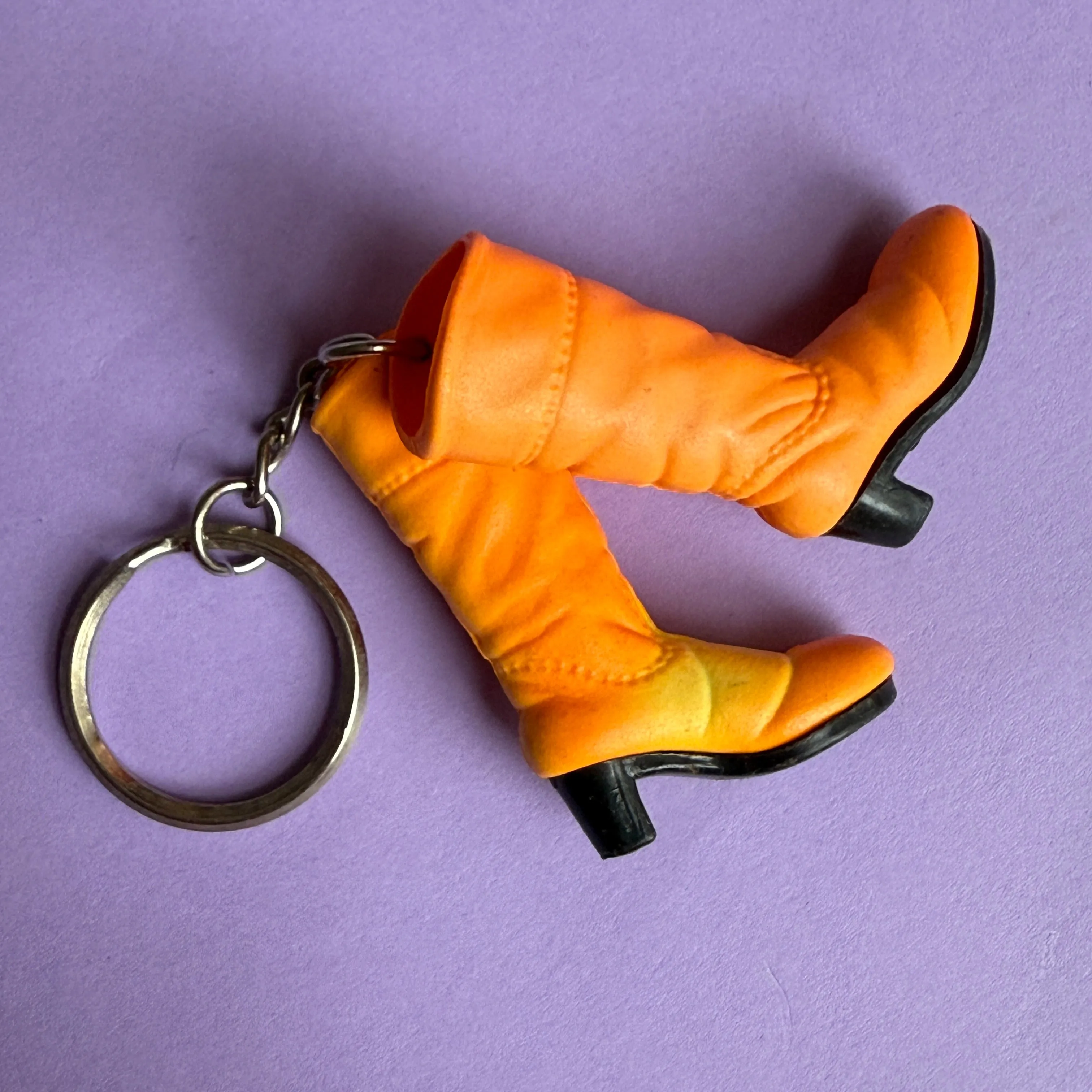 Neon 80s plastic orange boots charm