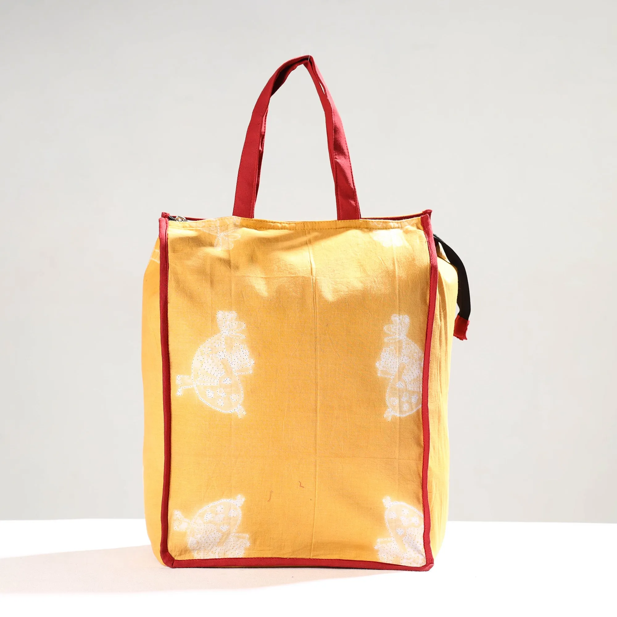 Orange - Handmade Shibori Tie-Dye Cotton Shopping Bag