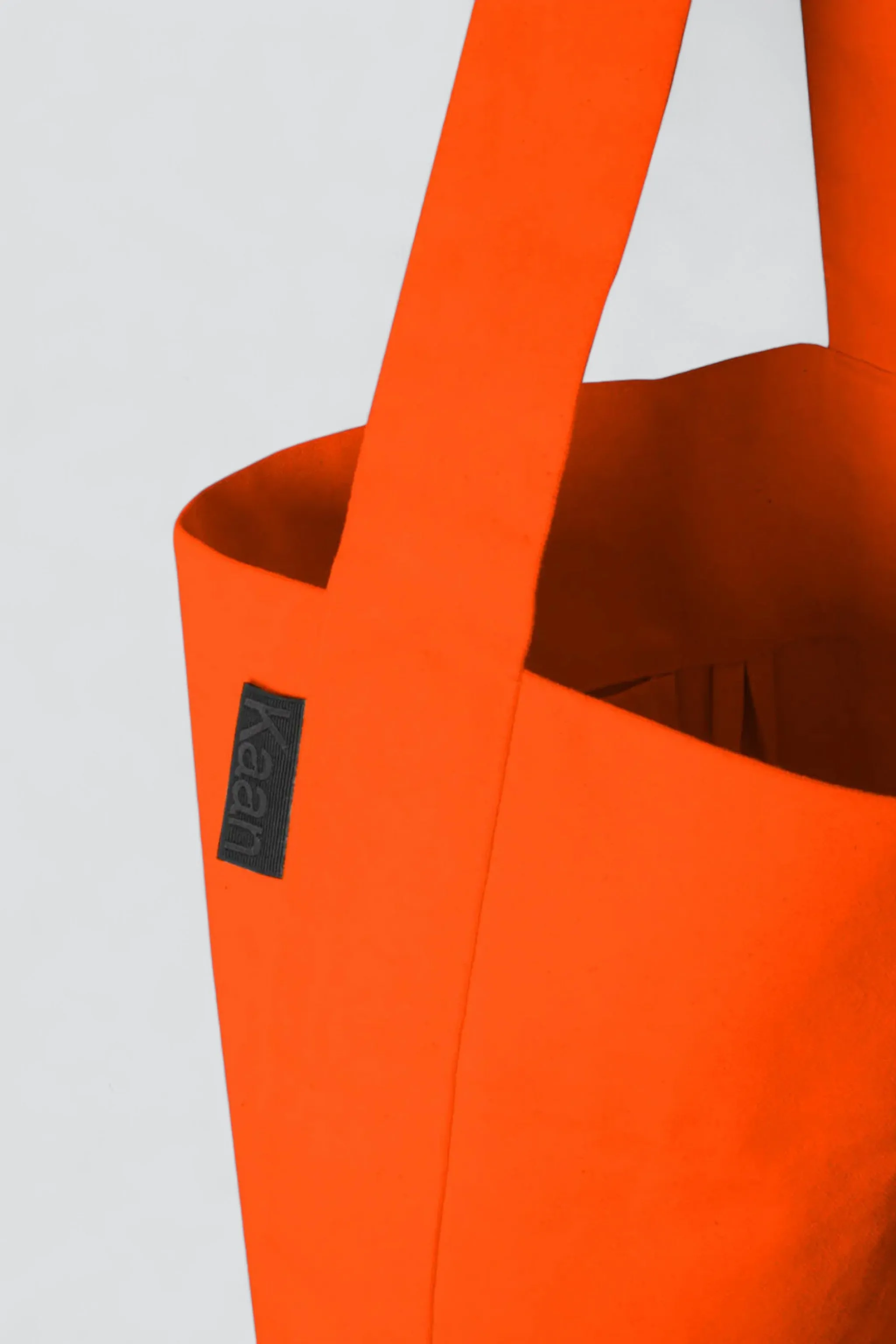 Orange Water Repellant Cotton Midi Bucket Tote