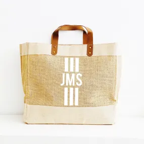 Personalised Jute Tote Shopping Bag - Monogram Tote Bag