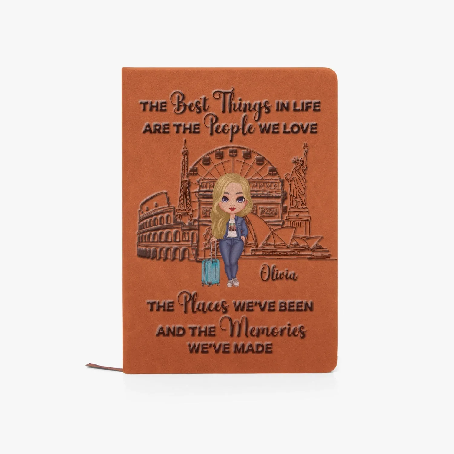 Personalised PU Leather Journal Notebook, Travel Journal, The Best Things, Blonde Hair