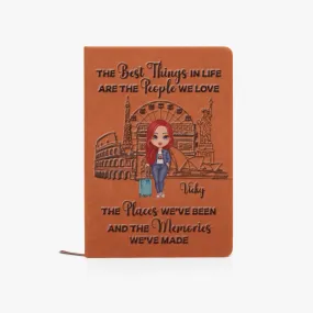 Personalised PU Leather Journal Notebook, Travel Journal, The Best Things, Red Hair