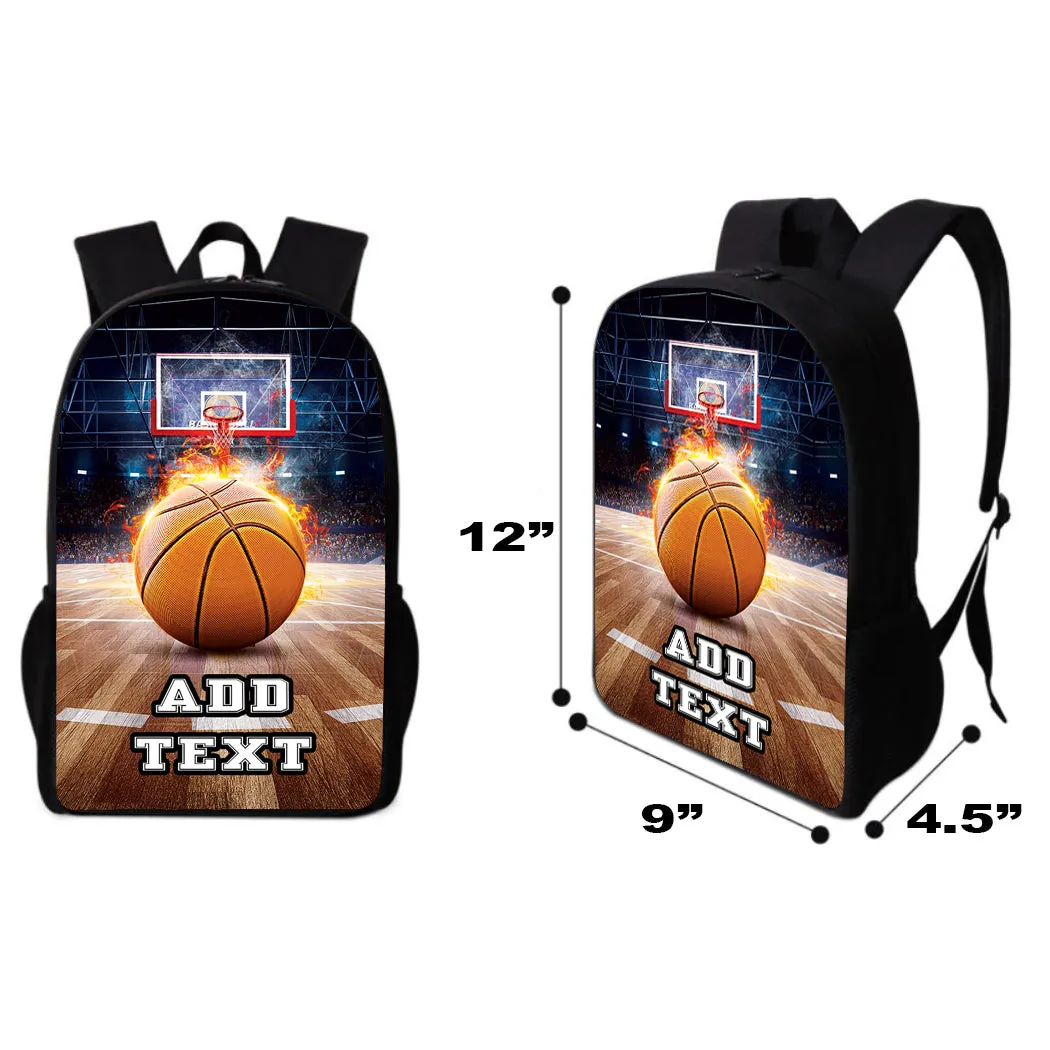 Personalized Backpacks, Lunch Bags, Duffel Bags, or Water Bottles with Full-Color - Basketball Court