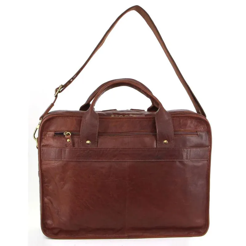 Pierre Cardin Rustic Leather 15" Laptop Bag (Chestnut)