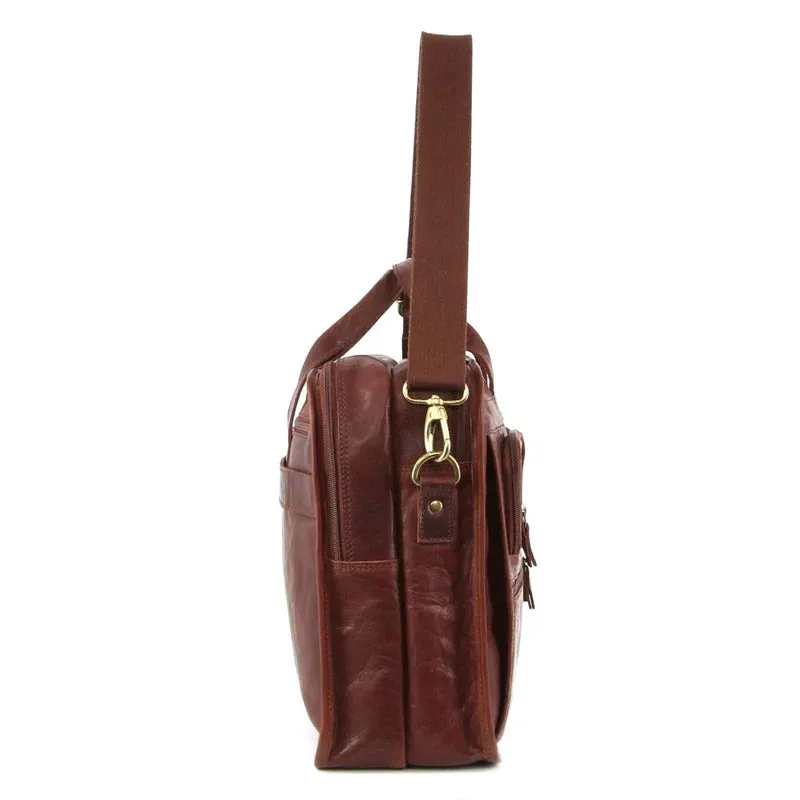 Pierre Cardin Rustic Leather 15" Laptop Bag (Chestnut)