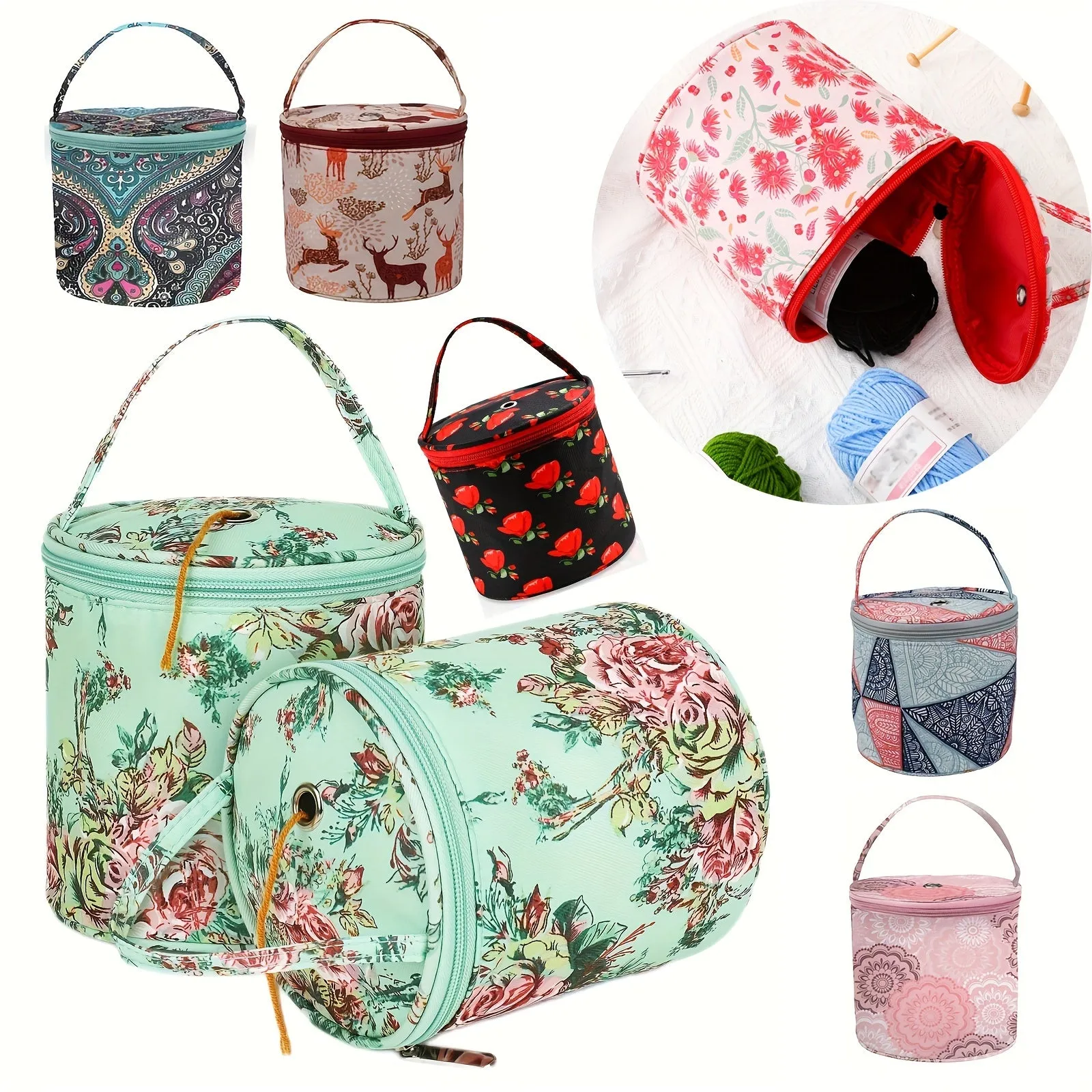 Portable Waterproof Yarn Storage Bag for Knitting Tools 7 Styles