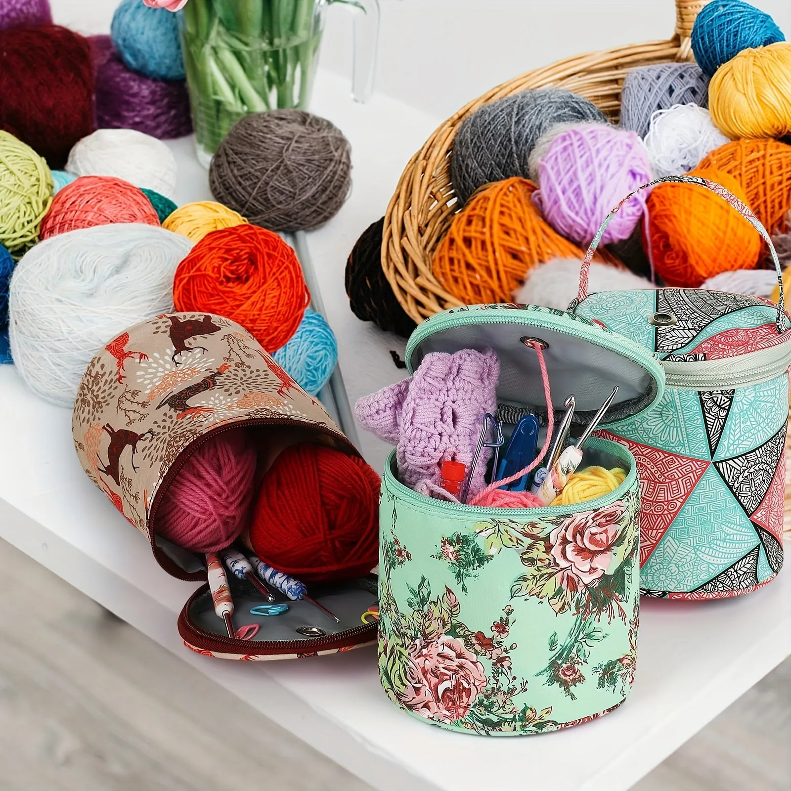 Portable Waterproof Yarn Storage Bag for Knitting Tools 7 Styles