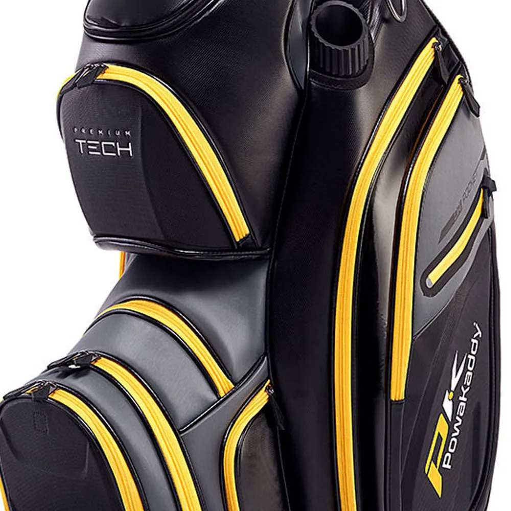 PowaKaddy Premium-Tech Cart Bag - Black/Gun Metal/Yellow