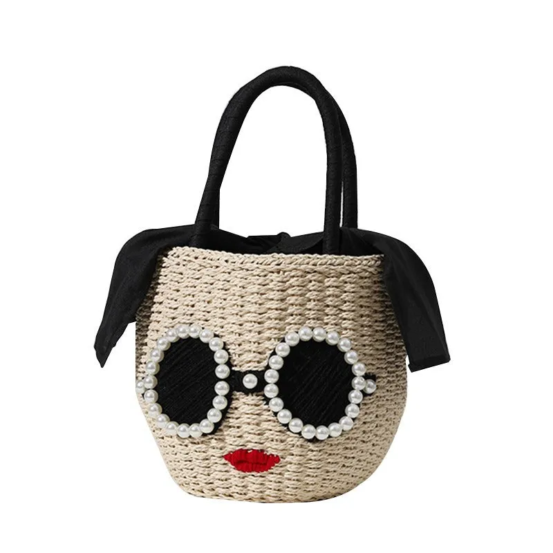 Pre Order: Cute Cartoon Woven Bucket Handbag