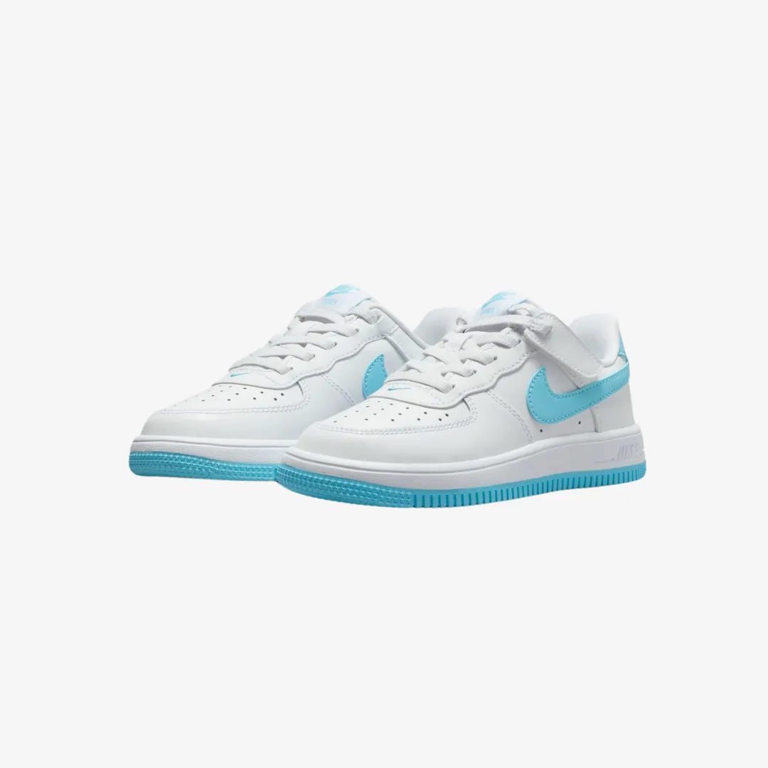 preschool force 1 low easyon (white/aquarius blue)