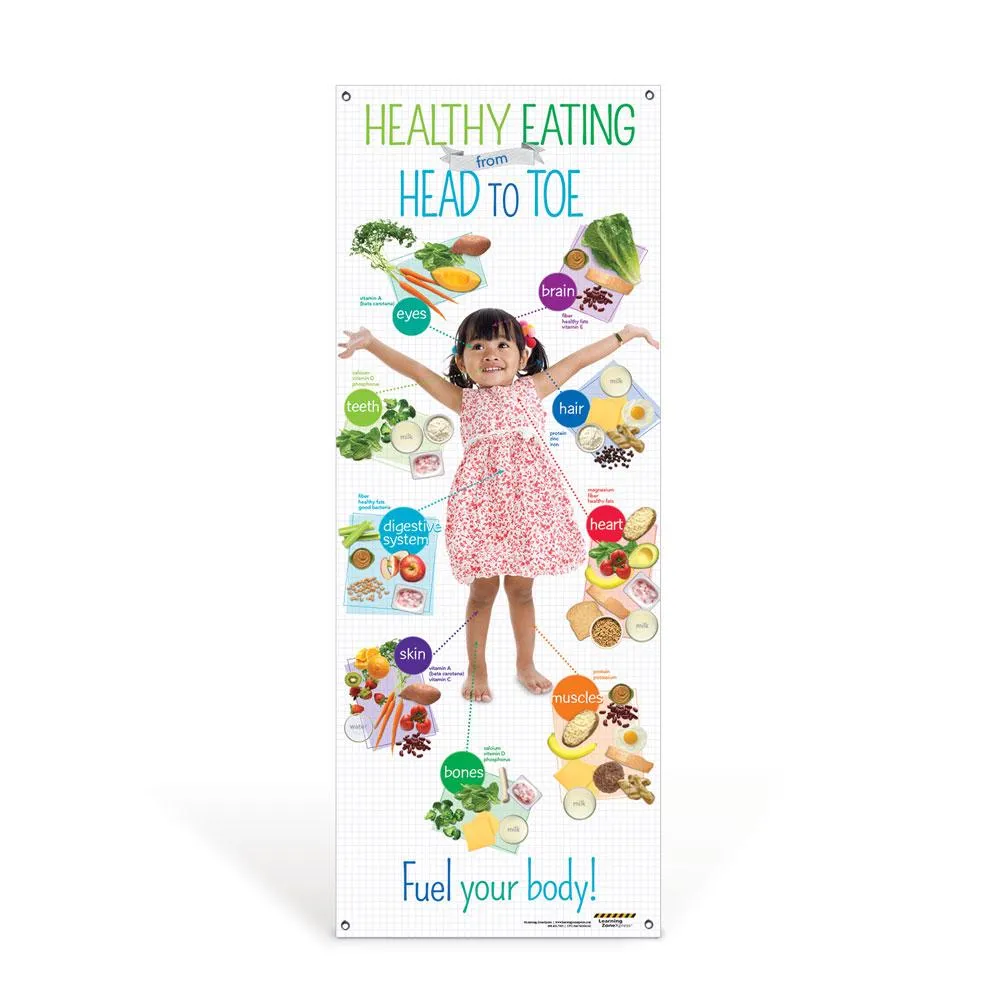 Preschool Healthy Eating from Head to Toe Vinyl Banner