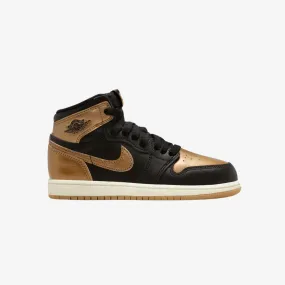 preschool jordan 1 retro high og (black/metallic gold)