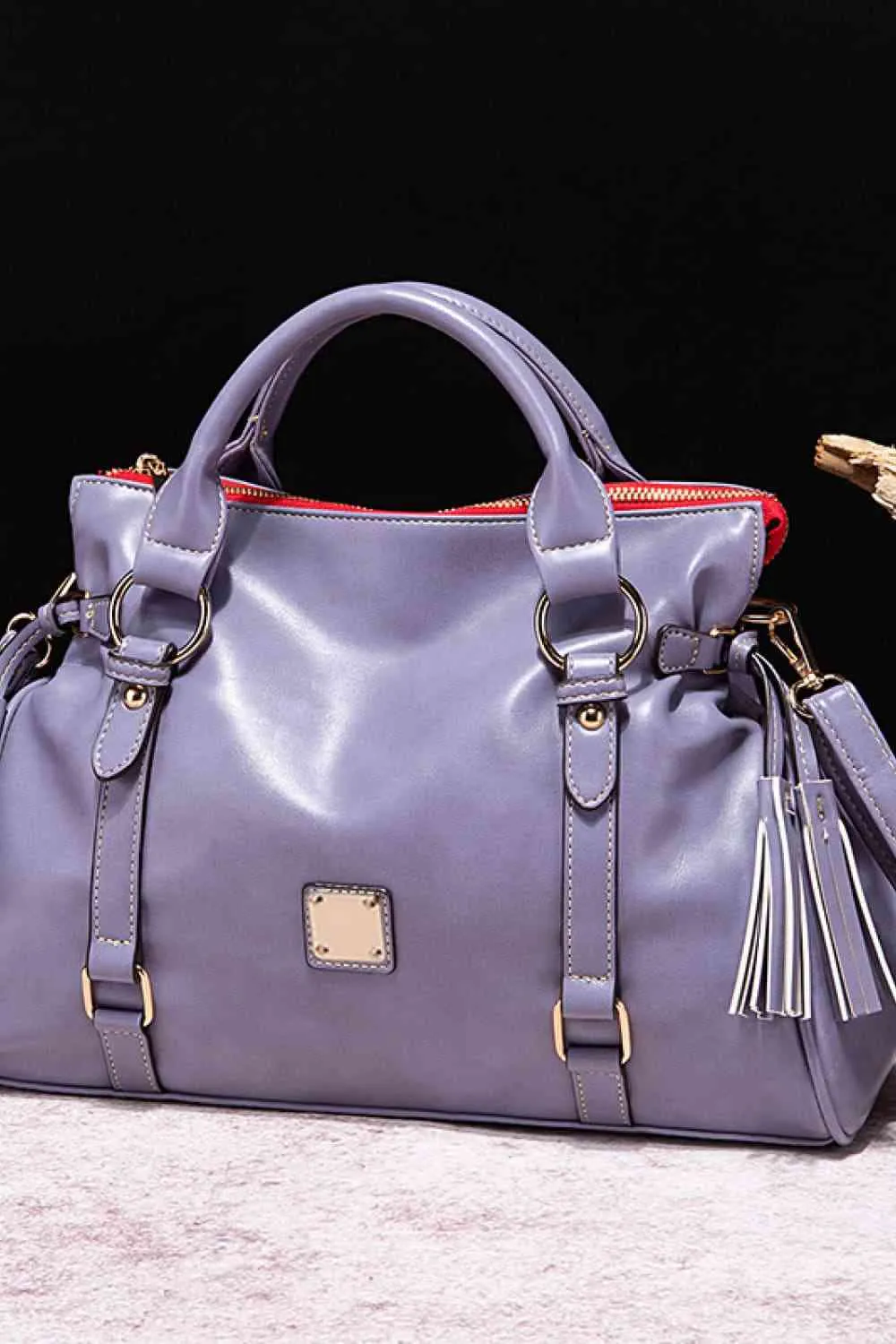 PU Leather Laptop Bag with Tassels - Perfect for Resort Travel