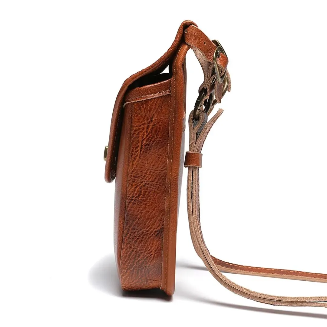 Refined Genuine Leather Bucket Bag