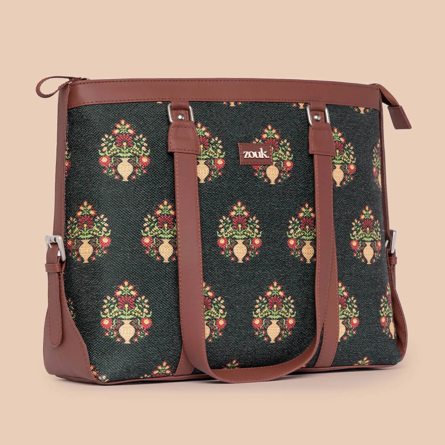 Royal Green Mogra Print Women's Office Bag