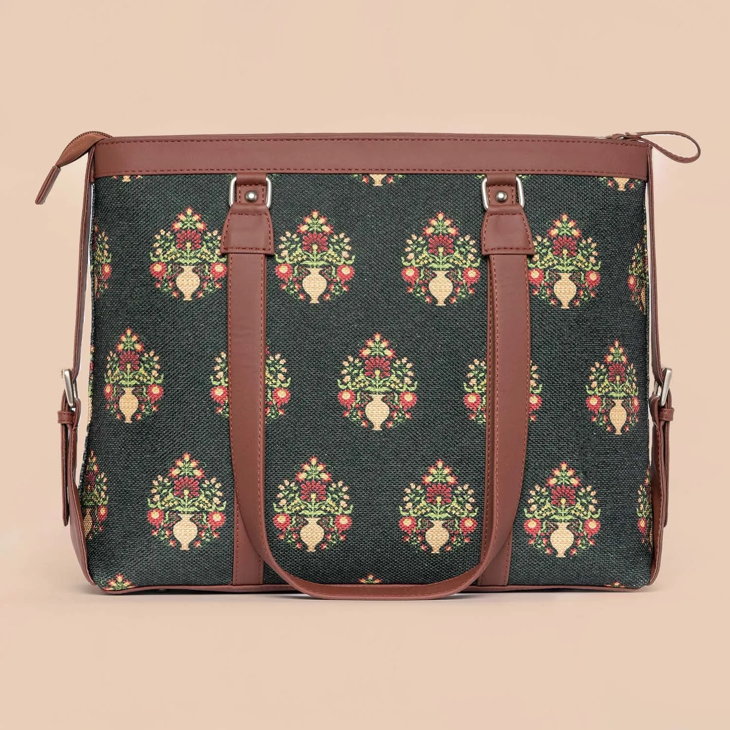 Royal Green Mogra Print Women's Office Bag