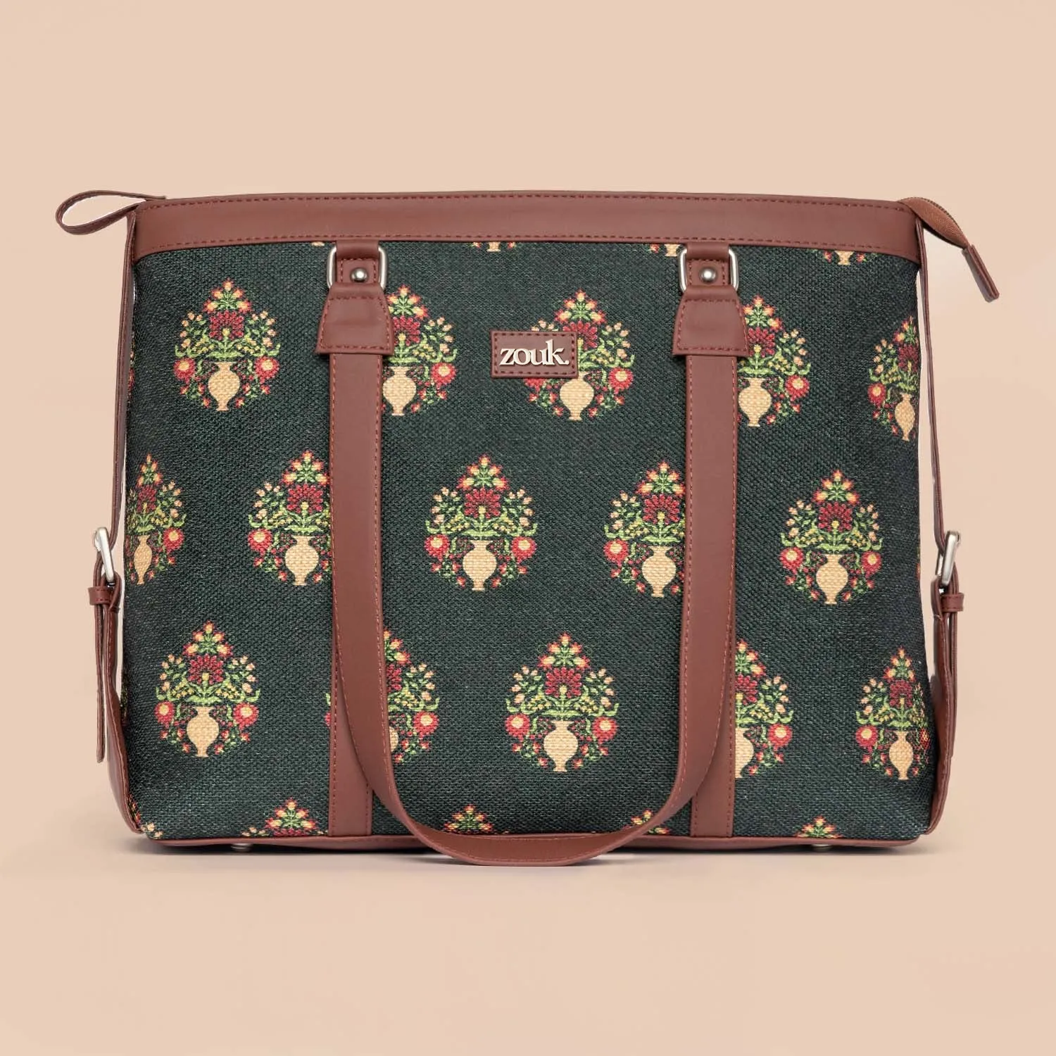 Royal Green Mogra Print Women's Office Bag