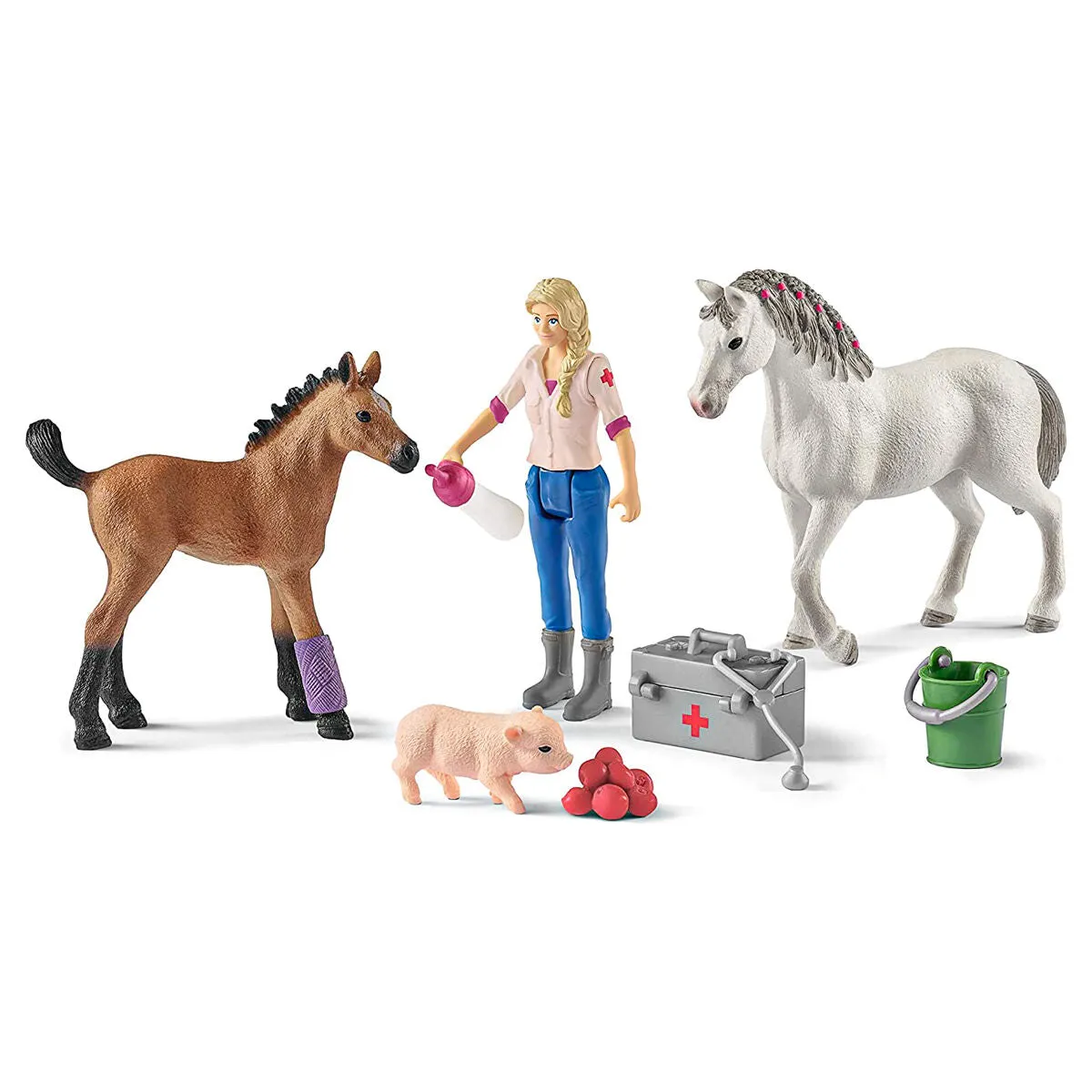 Schleich Farm World Vet Visiting Mare and Foal Playset