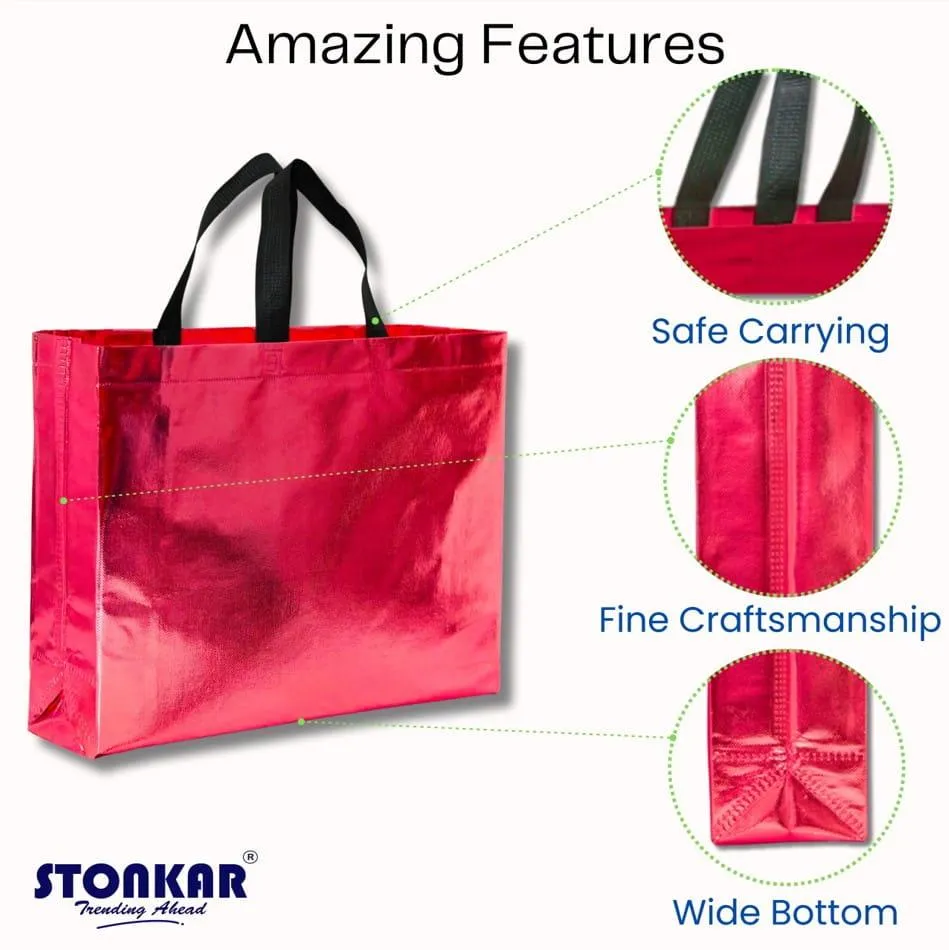 Shopping Bag | Carry Bag for Return Gifts | Non-Woven Gift Bags | Tote Bags (Pack of 10 Pcs) | 15" Inch Large