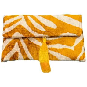 Silk and Velvet Clutch Bag Mustard