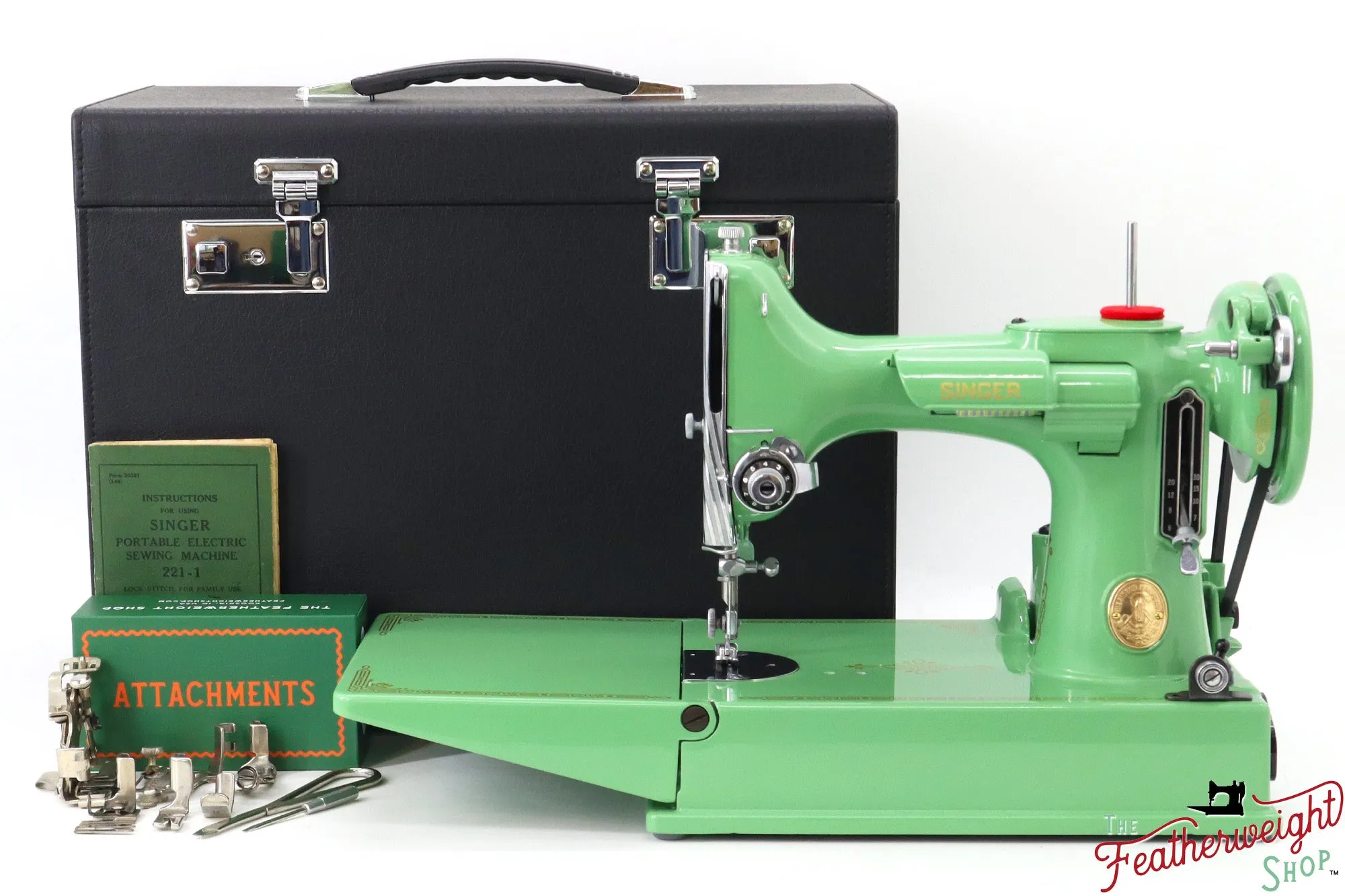 Singer Featherweight 221, AH211*** - Fully Restored in Art Deco Green