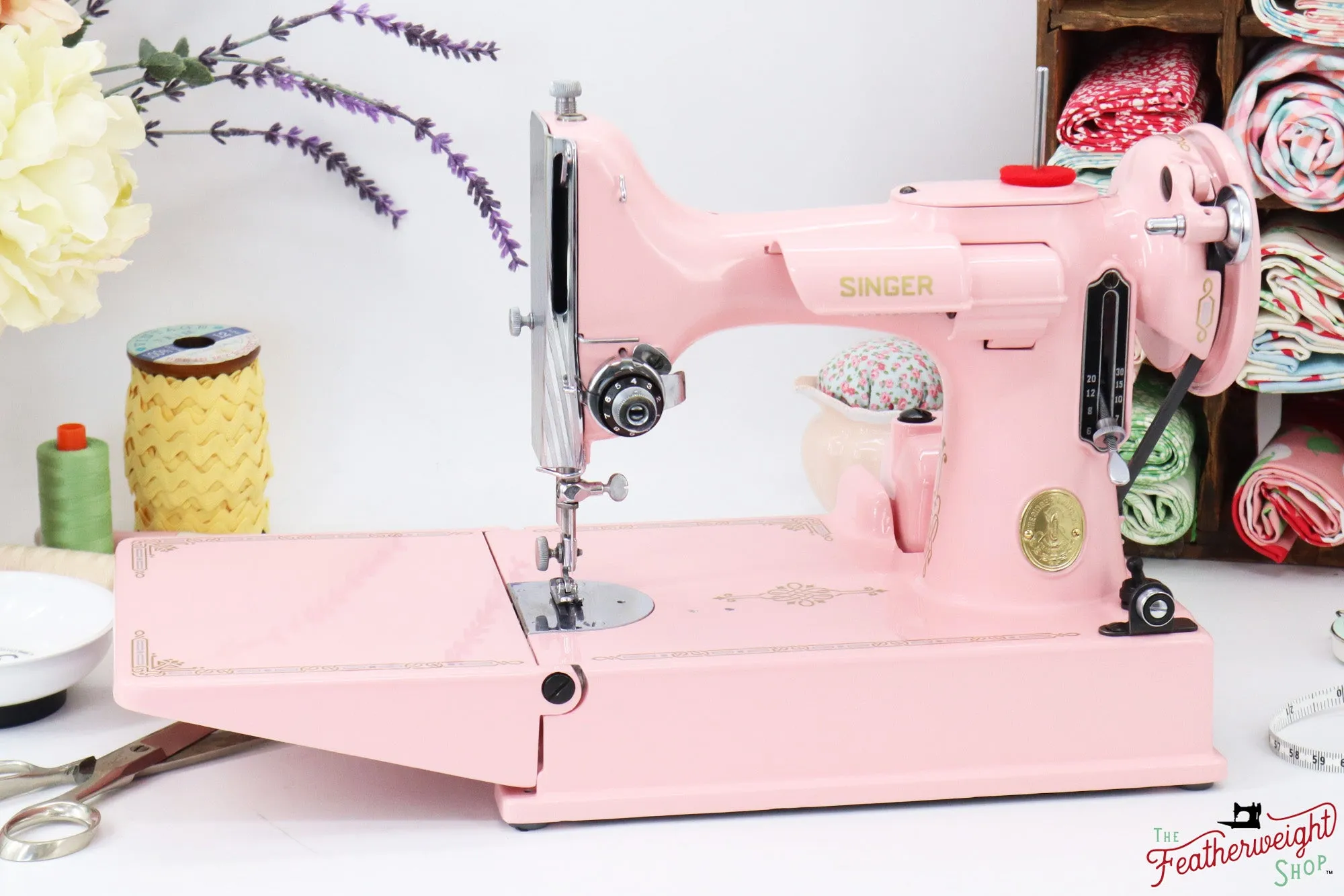 Singer Featherweight 221, AJ205*** - Fully Restored in Rosy Posy Pink