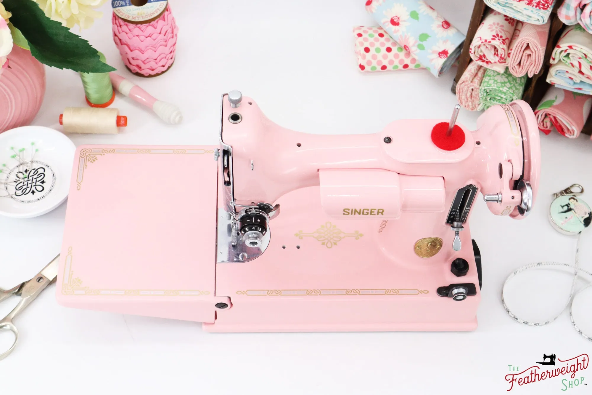 Singer Featherweight 221, AJ205*** - Fully Restored in Rosy Posy Pink