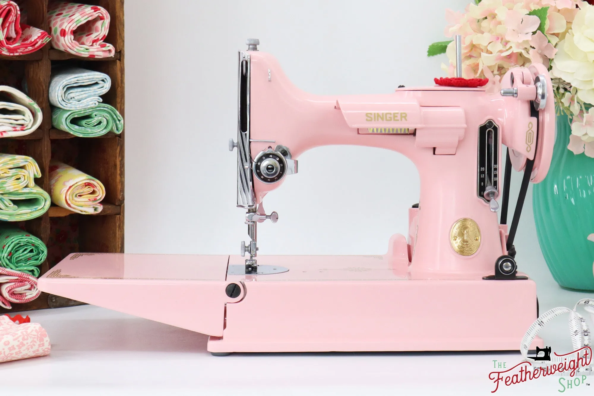 Singer Featherweight 221, AJ370*** - Fully Restored in Rosy Posy Pink