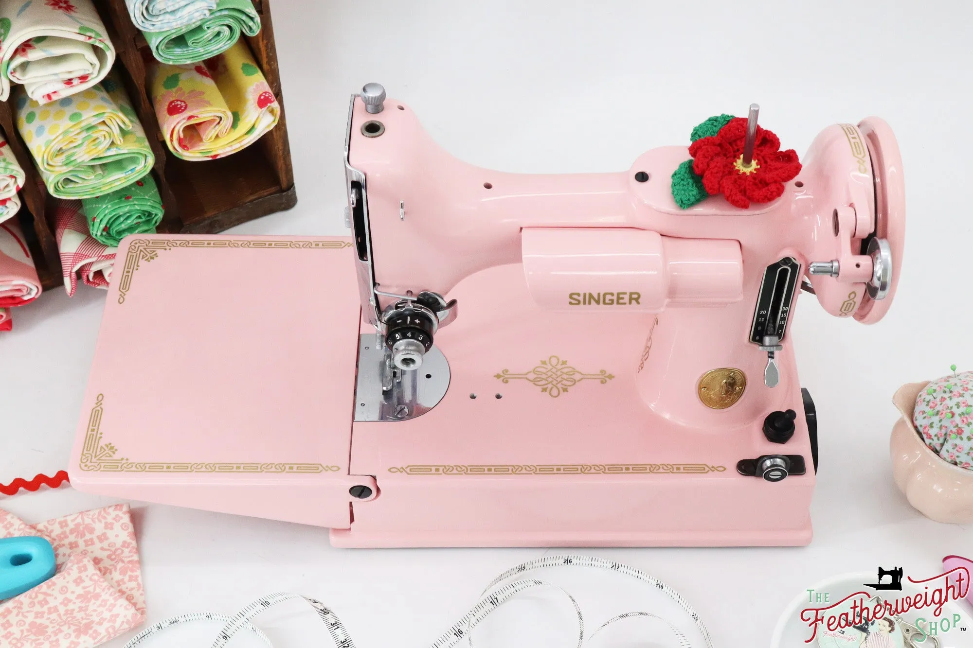 Singer Featherweight 221, AJ370*** - Fully Restored in Rosy Posy Pink