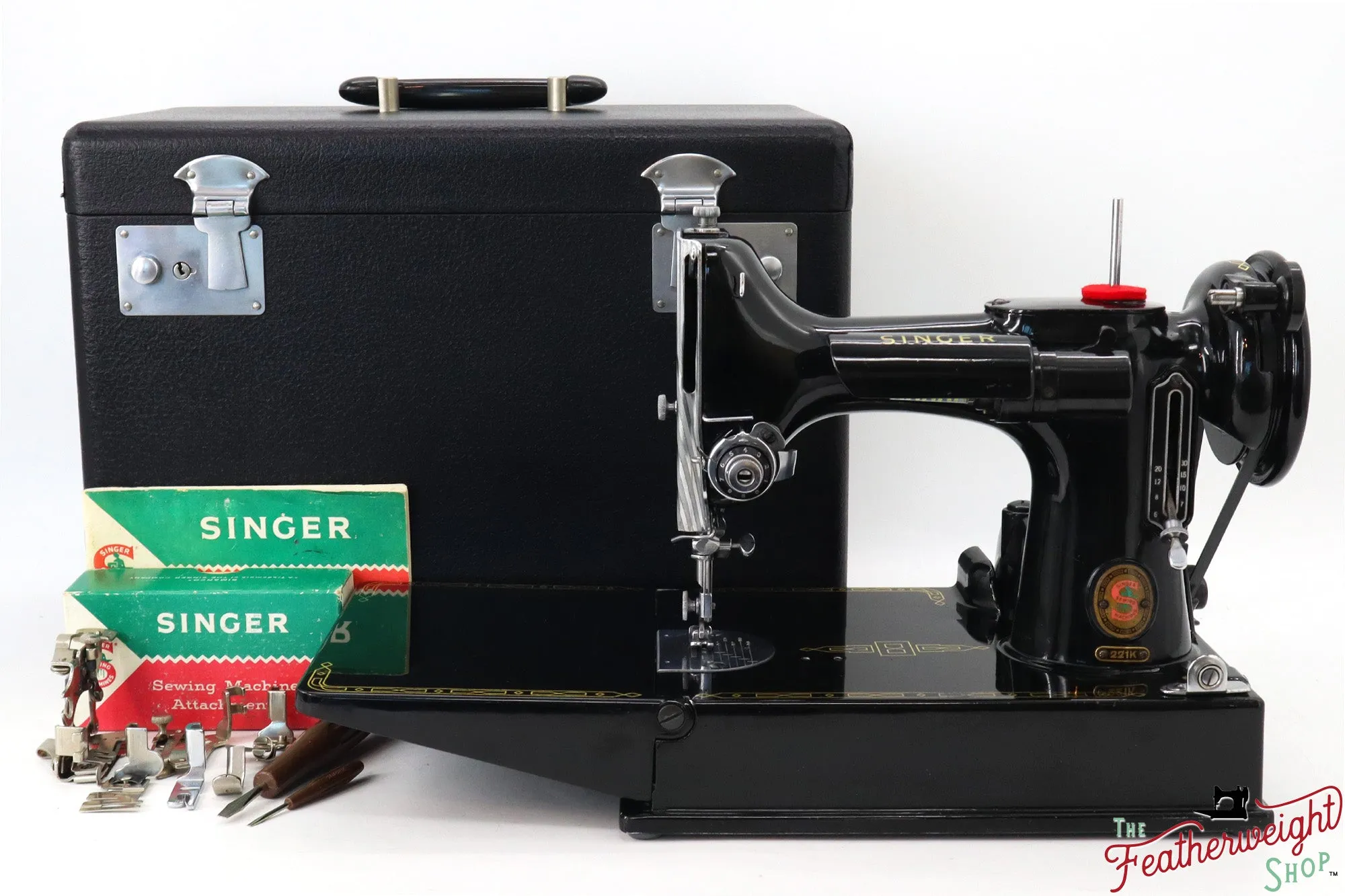 Singer Featherweight 221K Sewing Machine, RED "S" - ES174***