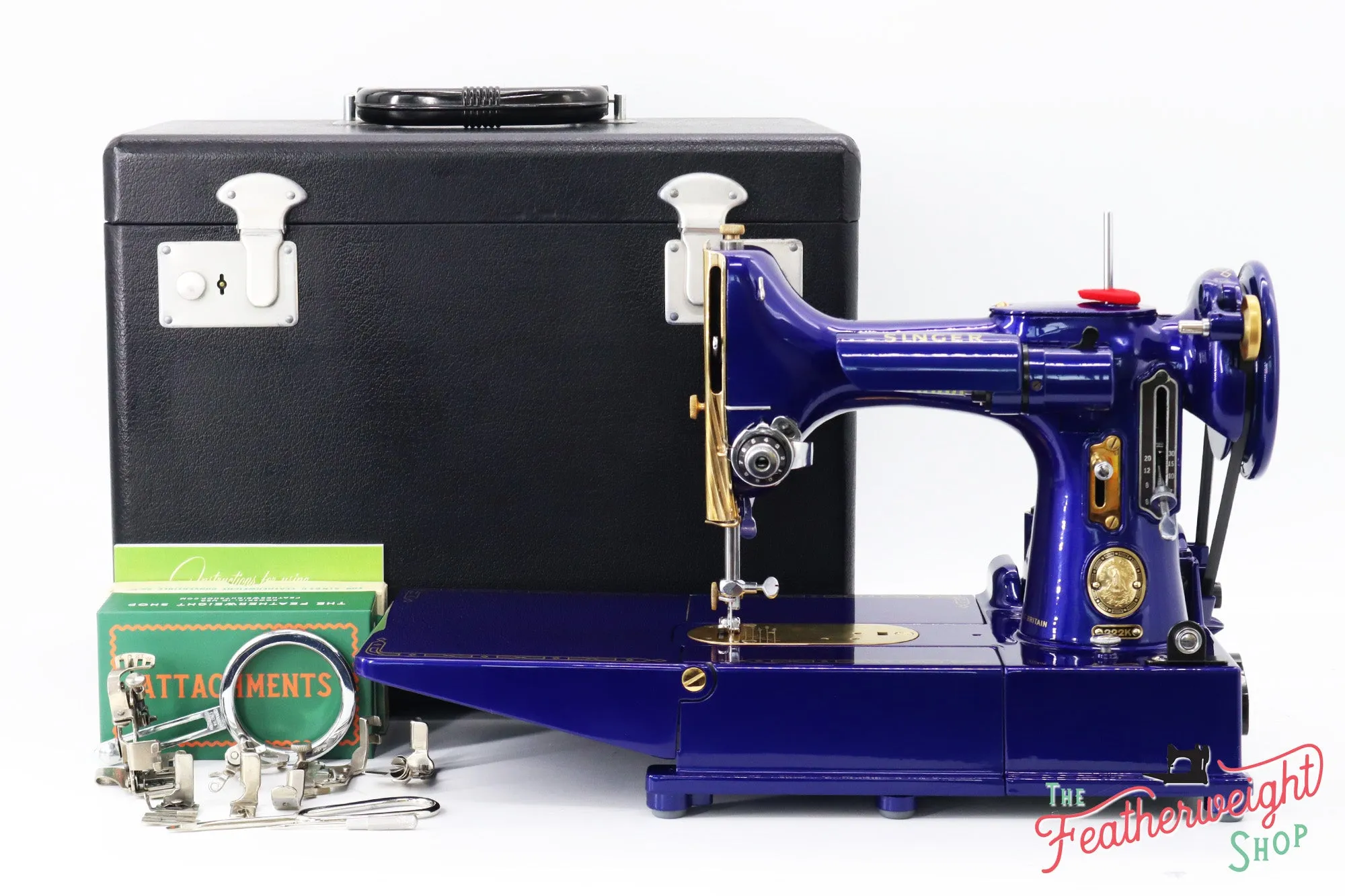 Singer Featherweight 222K EJ6185** - Fully Restored in Royal Cobalt Blue - Gold Plated!