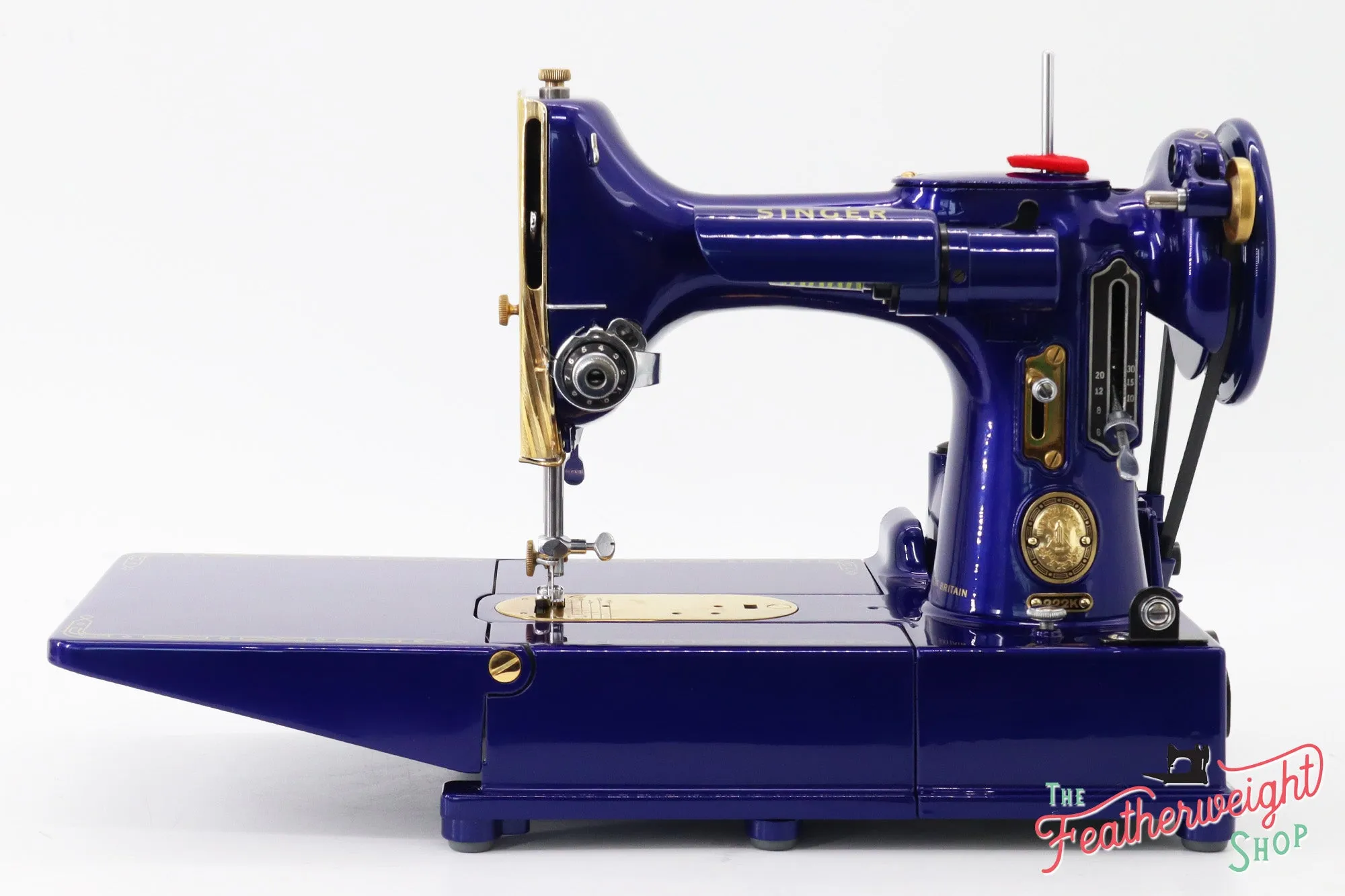 Singer Featherweight 222K EJ6185** - Fully Restored in Royal Cobalt Blue - Gold Plated!