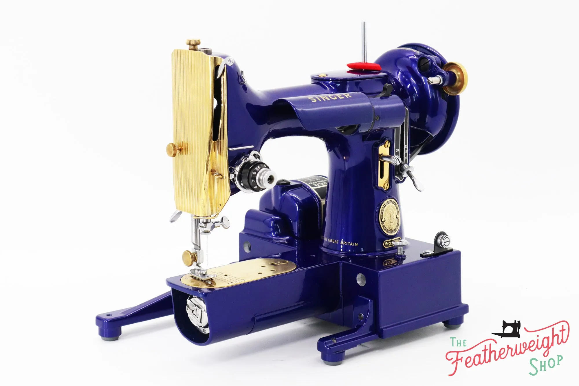 Singer Featherweight 222K EJ6185** - Fully Restored in Royal Cobalt Blue - Gold Plated!