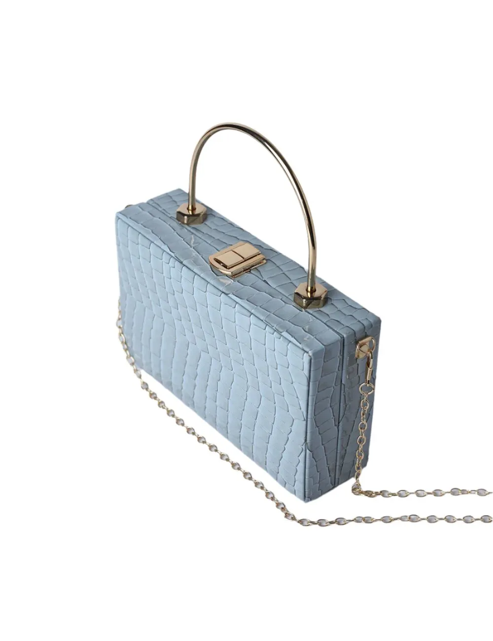 Sky Serenity Croc-Embossed Clutch