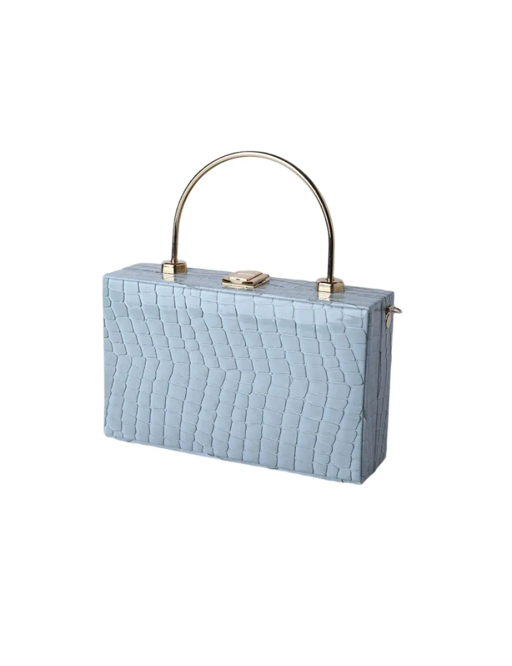 Sky Serenity Croc-Embossed Clutch