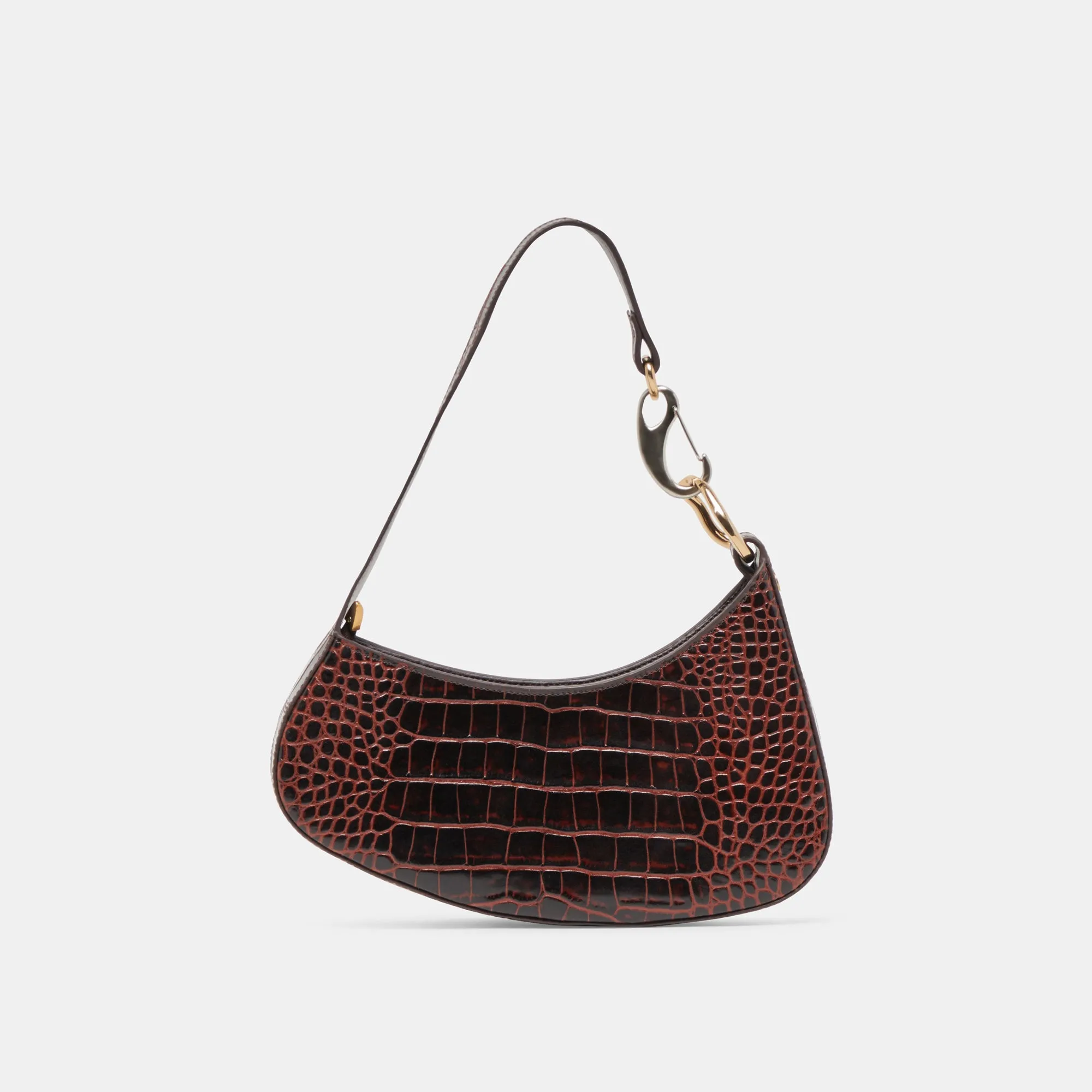 SKYLAR SHOULDER BAG CHOCOLATE CROCO LEATHER