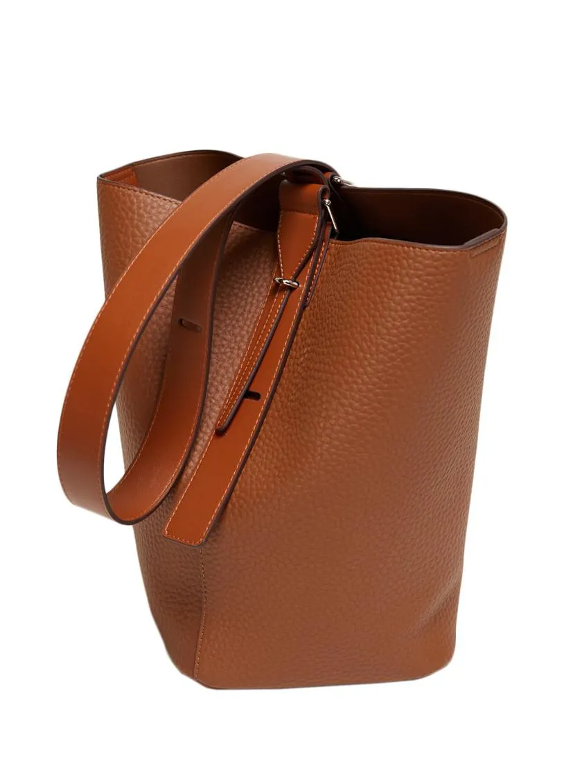 Soft leather adjustable bucket bag