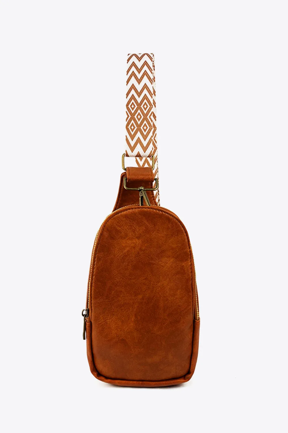 Solid PU Leather Sling Bag with Textured Strap