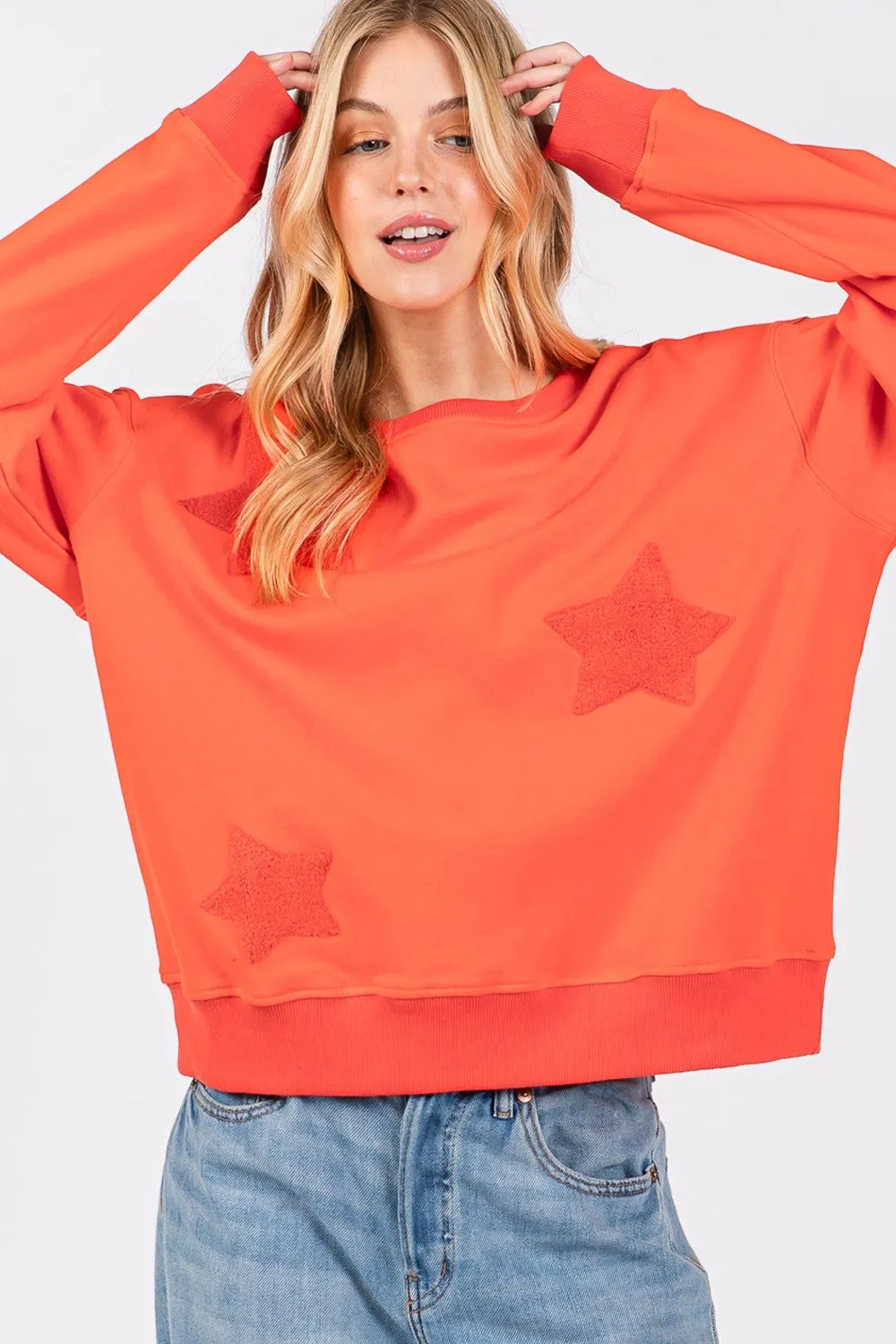 Star Patch Long Sleeve Sweatshirt