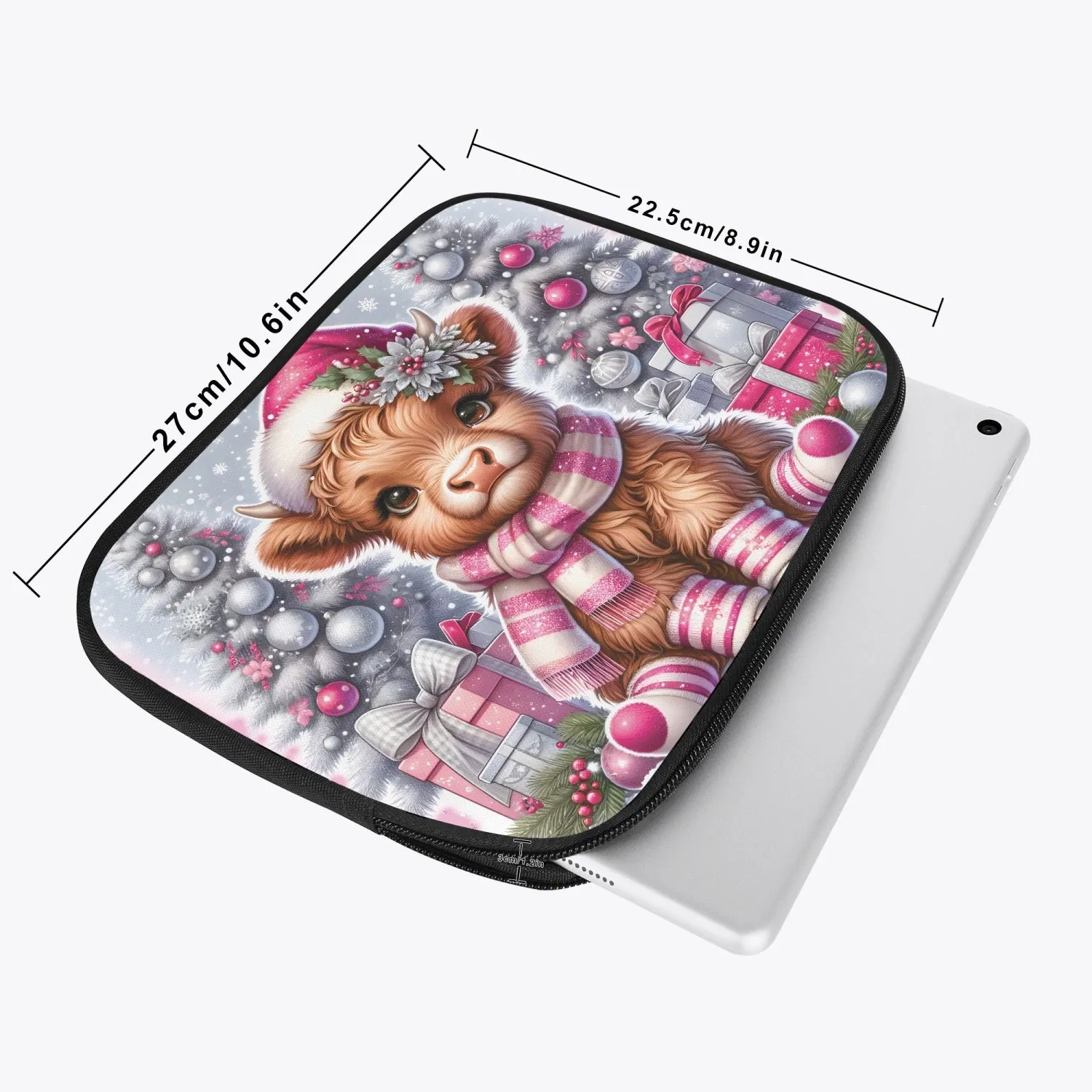 Tablet Sleeve - Christmas - Highland Cow - awd-1368