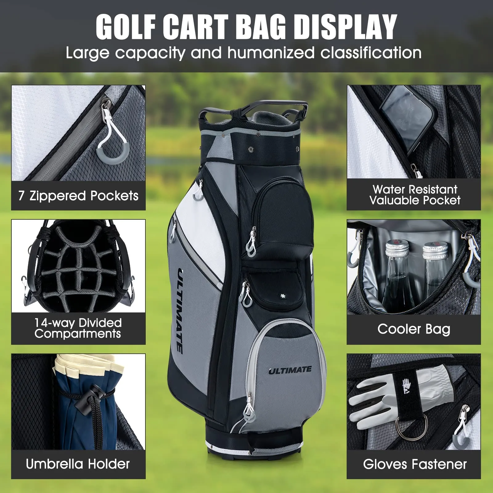 Tangkula Golf Cart Bag, Lightweight Golf Club Bag