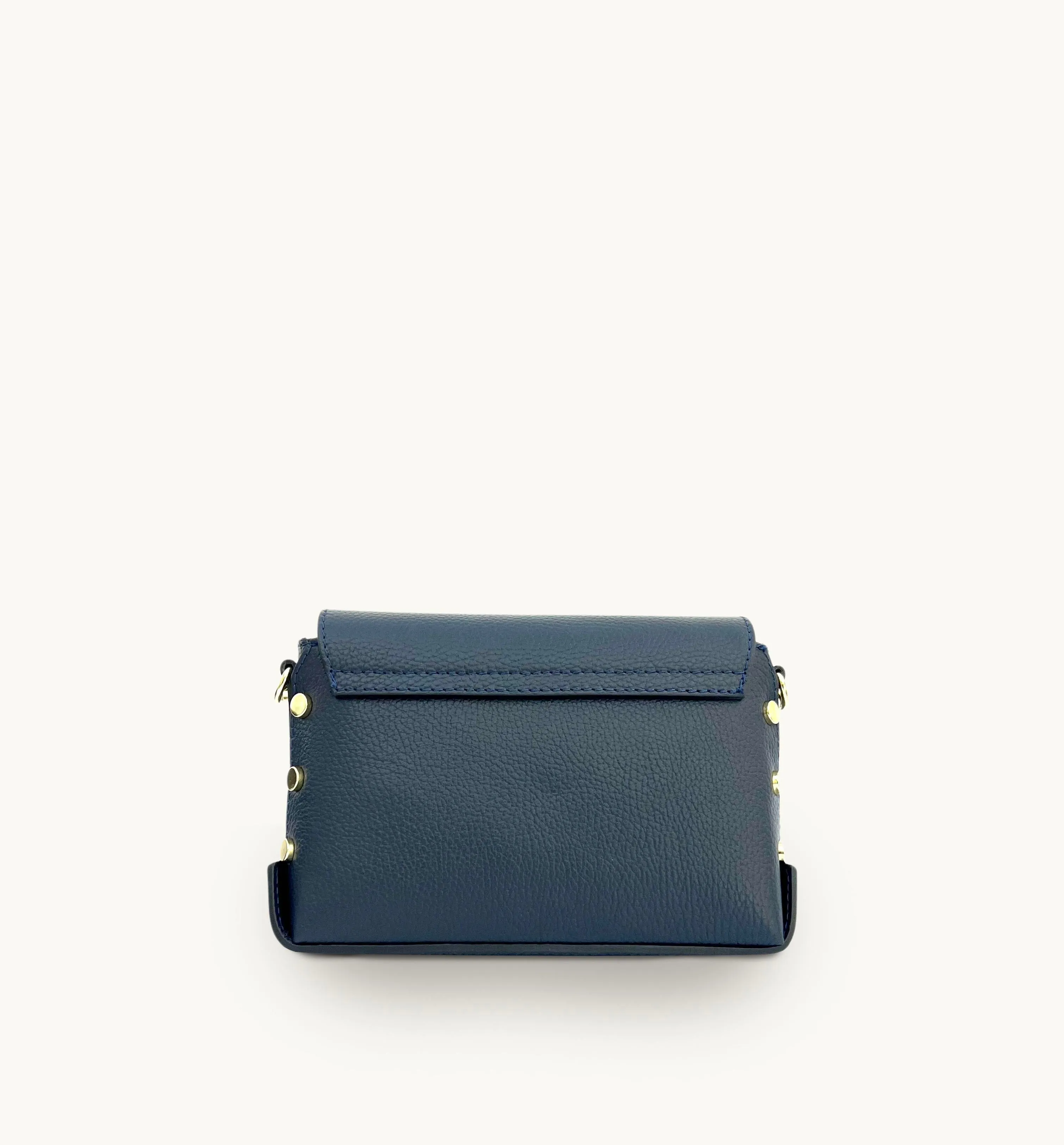 The Bloxsome Navy Leather Crossbody Bag With Gold Chain Strap