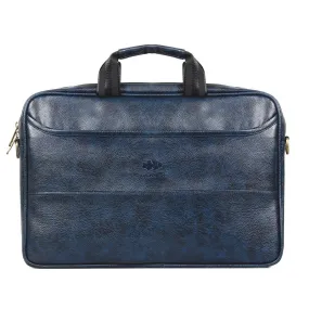 THE CLOWNFISH Divine Faux Leather 14 inch Laptop Messenger Bag Briefcase (Blue)