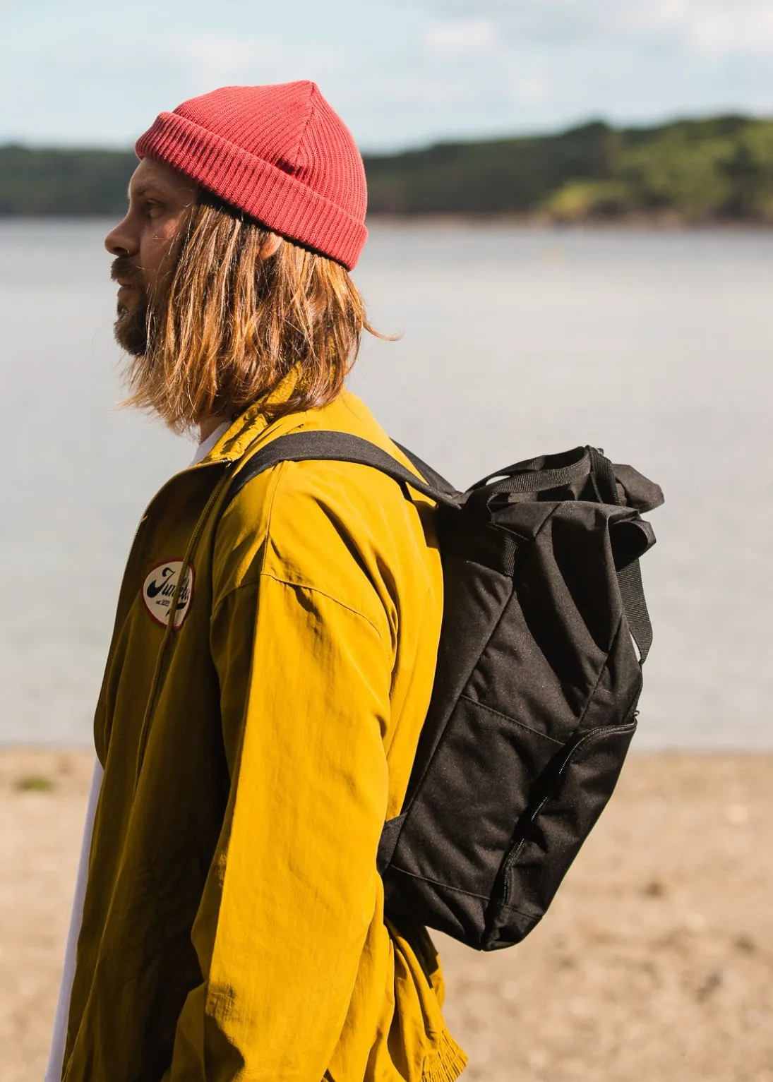 'The Everyday' Recycled Roll-Top Backpack in Black