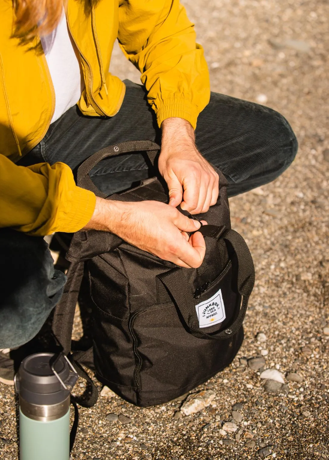 'The Everyday' Recycled Roll-Top Backpack in Black