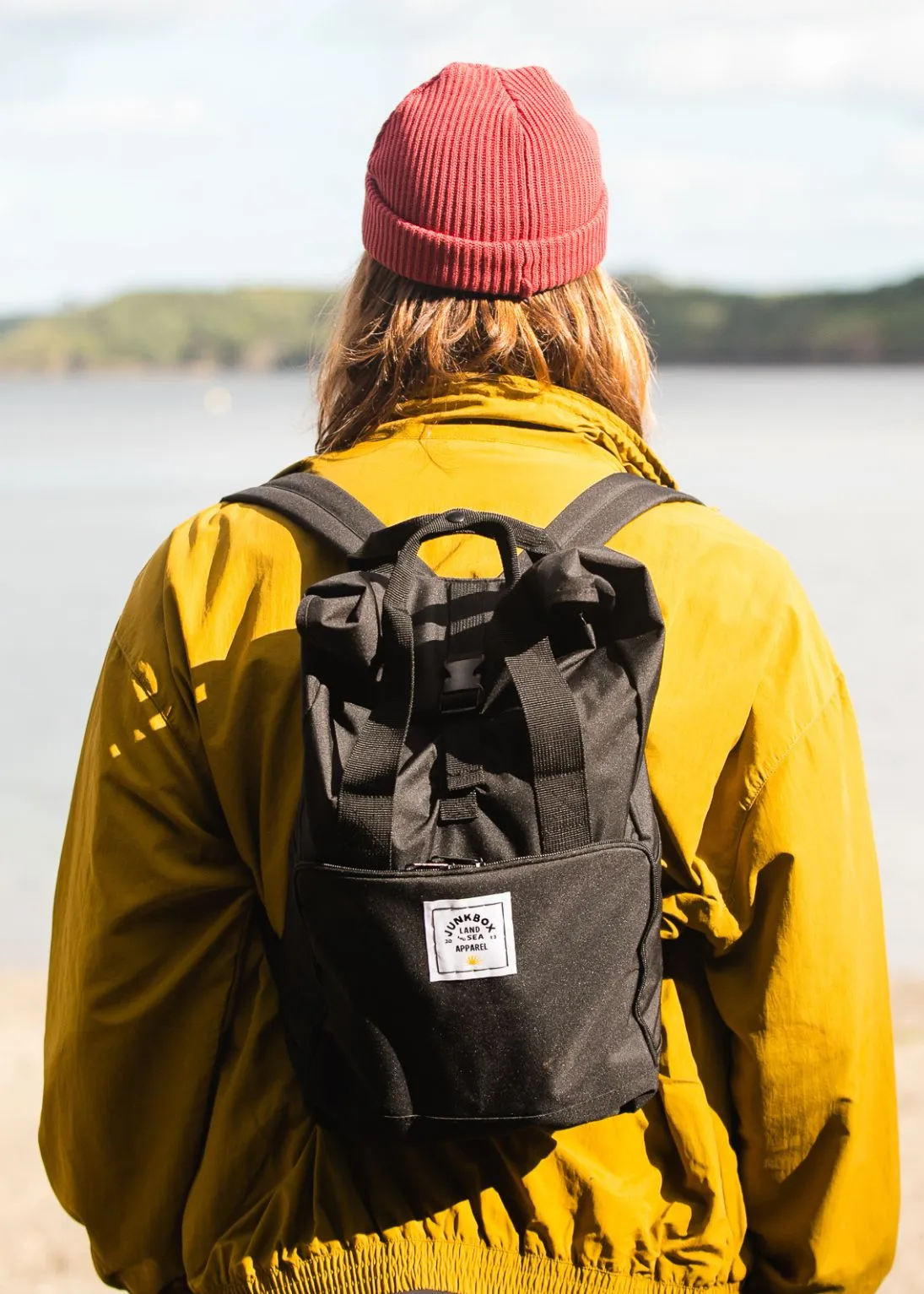 'The Everyday' Recycled Roll-Top Backpack in Black