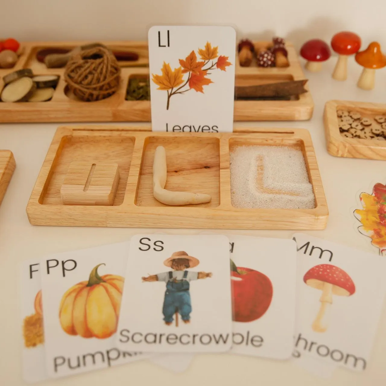 Three Section Read, Create, Write Tray | Salt, Sand & Flash Card Sensory Tray